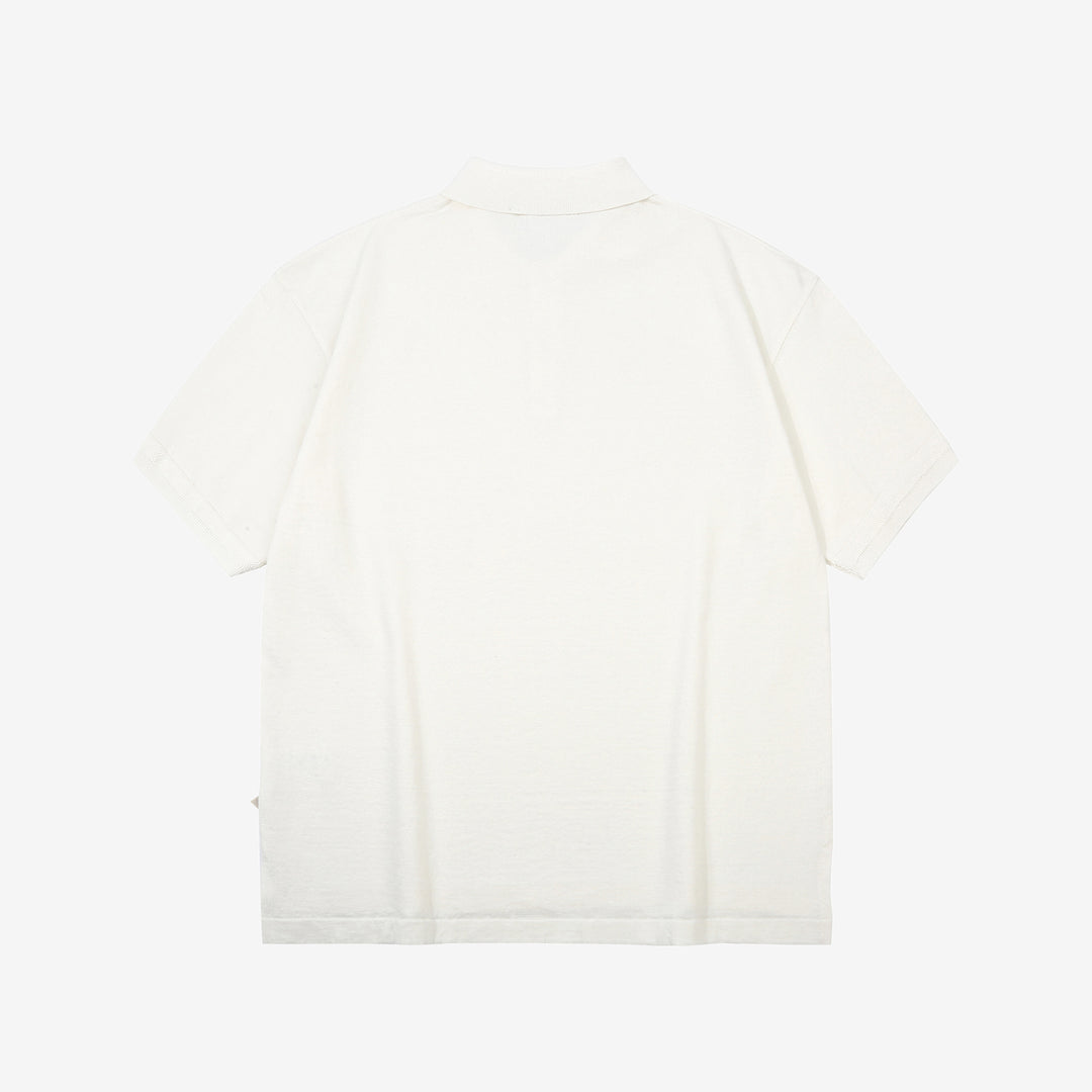 Un-Useless 170218 Plating Knit Linen Polo Shirt Made in Japan White Back