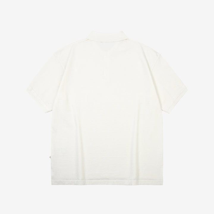 Un-Useless 170218 Plating Knit Linen Polo Shirt Made in Japan White Back