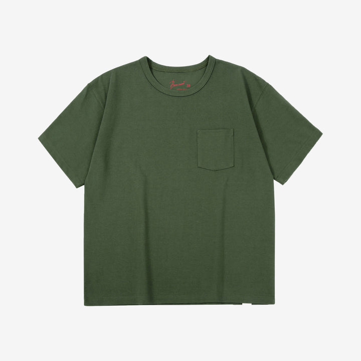 Boncoura High Density Heavyweight Pocket T-Shirt Made in Japan Olive Fornt