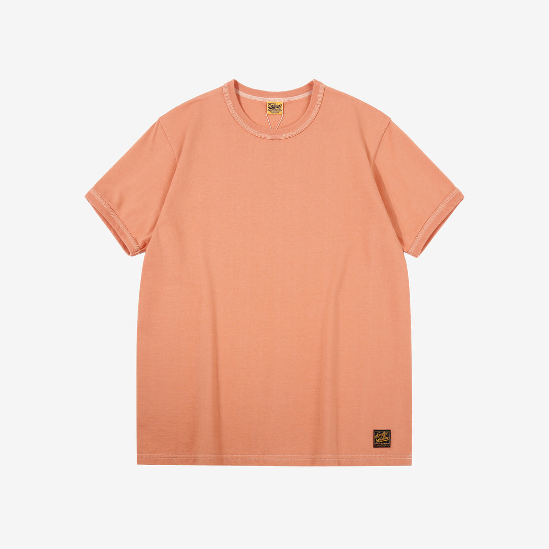 Deluxeware BSP-MNT01 10.5oz loopwheeled T-shirt with 5-needle binder neck, Mention Exclusive, made in Japan pink front view