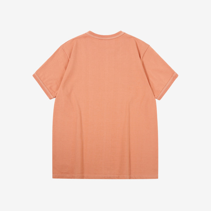 Deluxeware BSP-MNT01 10.5oz loopwheeled T-shirt with 5-needle binder neck, Mention Exclusive, made in Japan pink back view