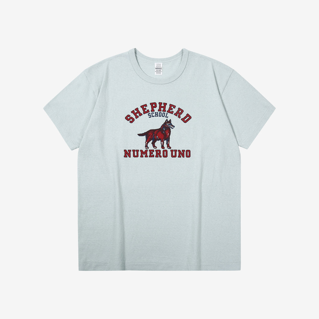 Warehouse 4064 2nd hand shepherd graphic T-shirt short sleeve vintage print made in Japan front view sax