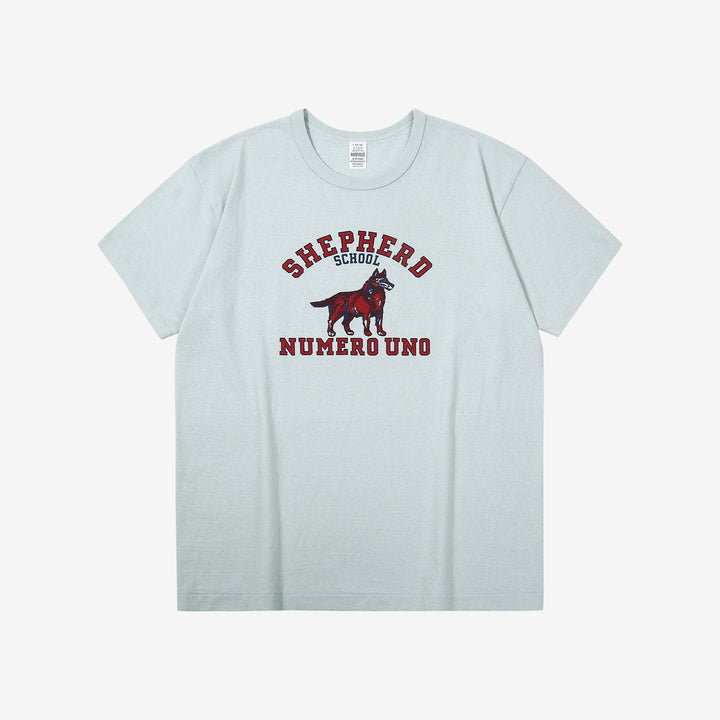 Warehouse 4064 2nd hand shepherd graphic T-shirt short sleeve vintage print made in Japan front view sax