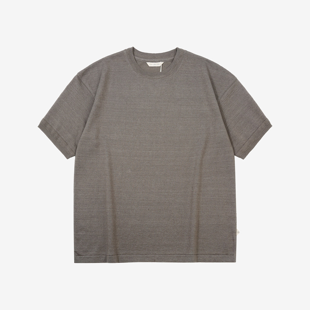 Un-Useless 170204 linen KNITEE short sleeve crew neck knit T-shirt made in Japan charcoal