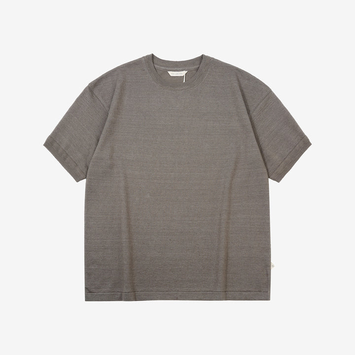 Un-Useless 170204 linen KNITEE short sleeve crew neck knit T-shirt made in Japan charcoal