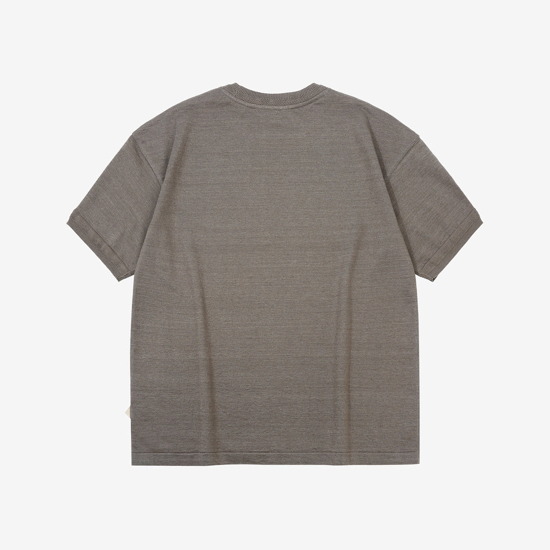 Un-Useless 170204 linen KNITEE short sleeve crew neck knit T-shirt made in Japan charcoal back view