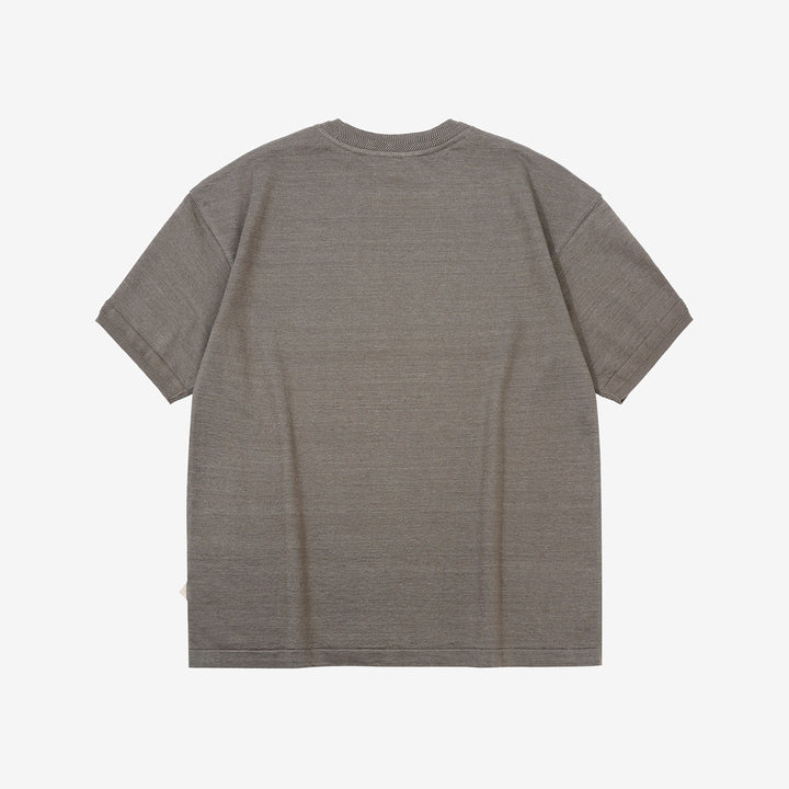 Un-Useless 170204 linen KNITEE short sleeve crew neck knit T-shirt made in Japan charcoal back view