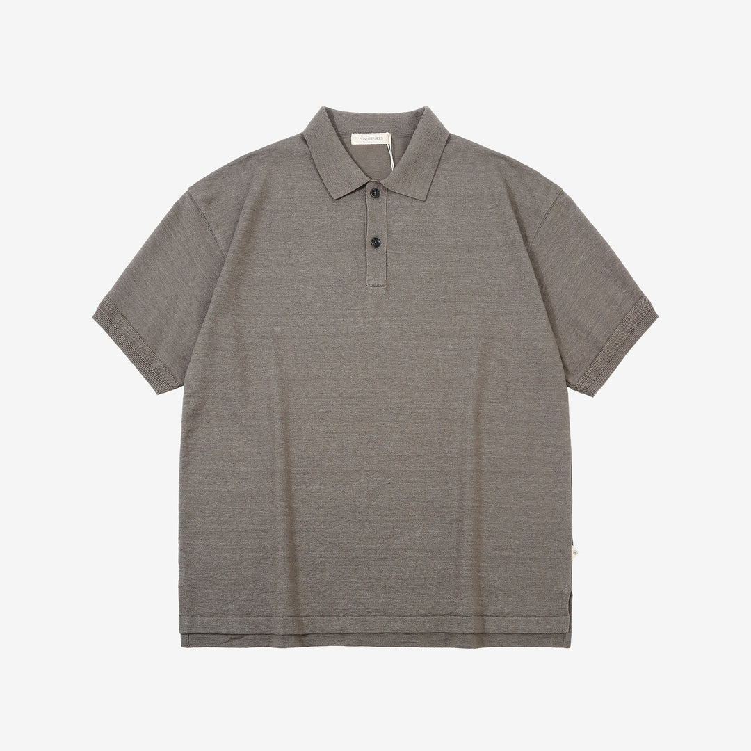Un-Useless 170218 Plating Knit Linen Polo Shirt Made in Japan Steel Front