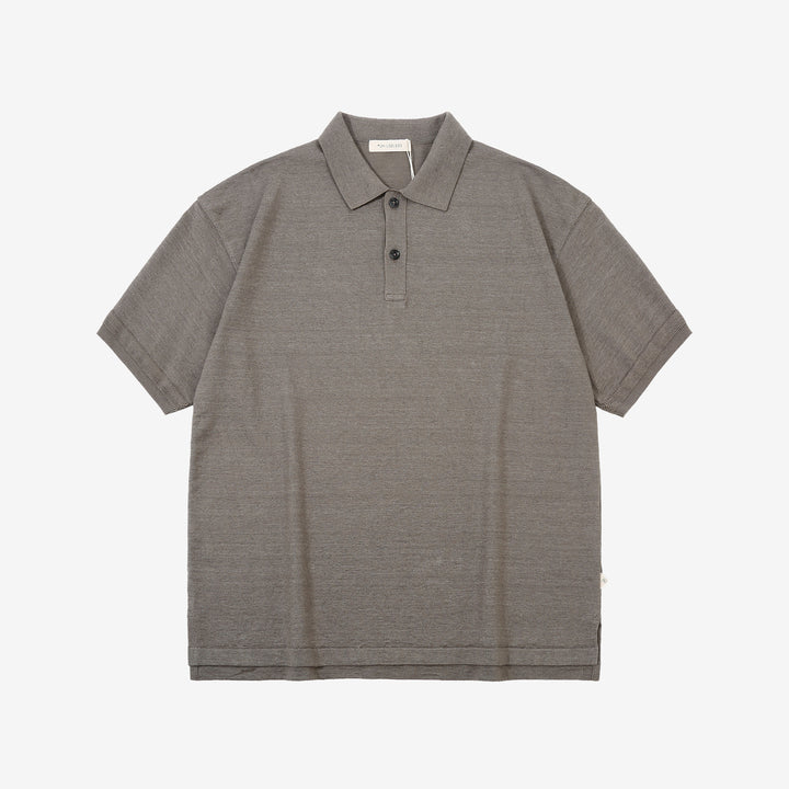 Un-Useless 170218 Plating Knit Linen Polo Shirt Made in Japan Steel Front