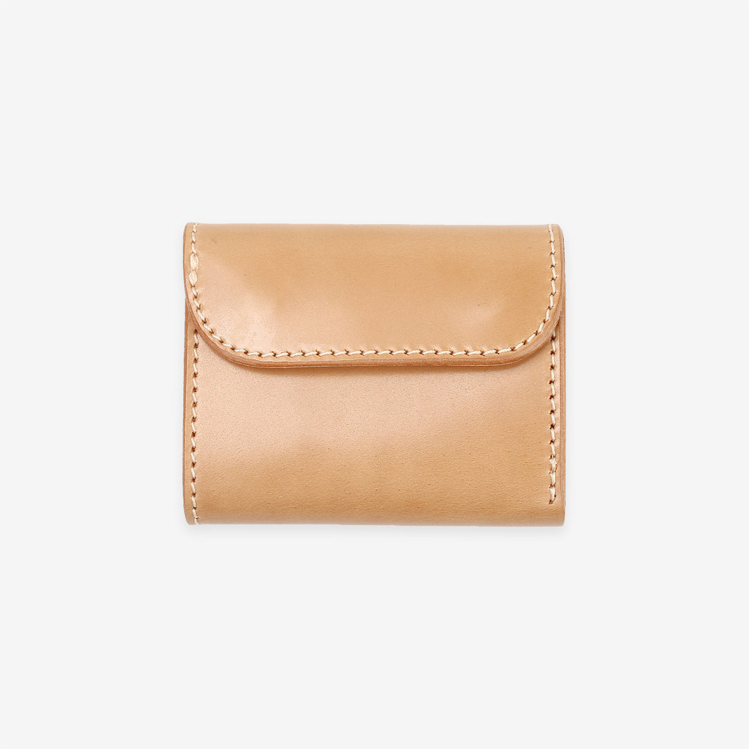 Inception cordovan mini wallet horsehide leather compact wallet Japan exclusive tan natural front