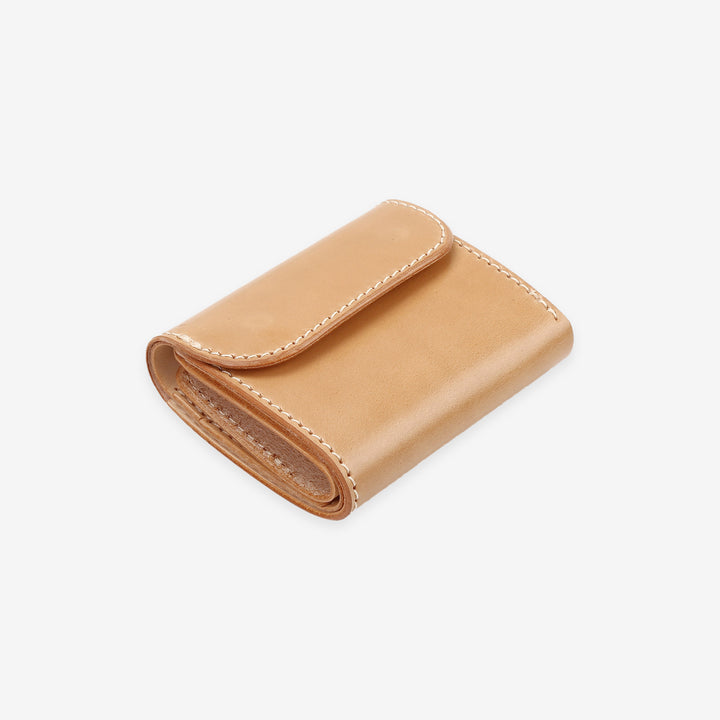 Inception cordovan mini wallet horsehide leather compact wallet Japan exclusive tan natural front side view