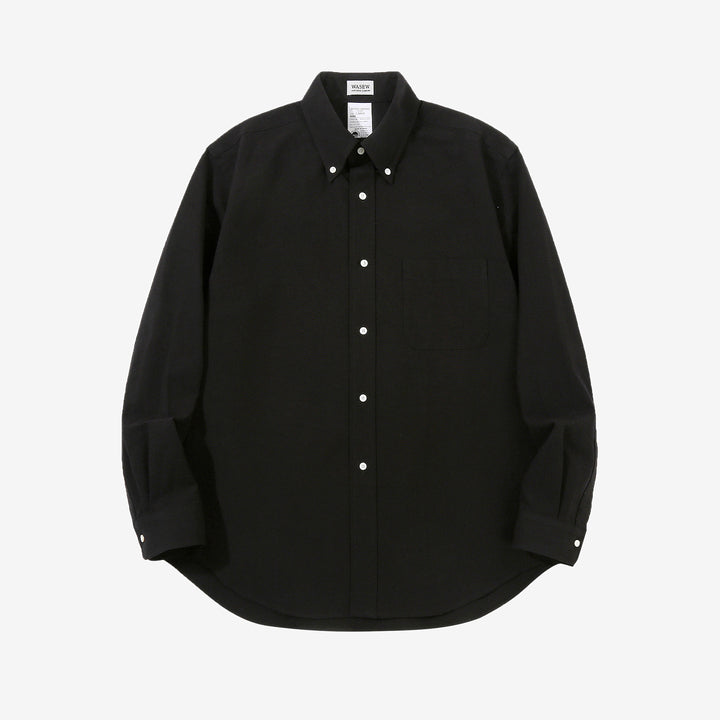 Wasew WSW-016 Schonherr loom button down oxford shirt made in Japan long sleeve cotton shirt black front view