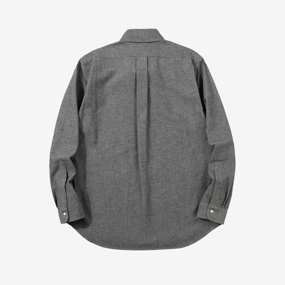 Wasew WSW-016 Schonherr loom button down oxford shirt made in Japan long sleeve cotton shirt grey back view
