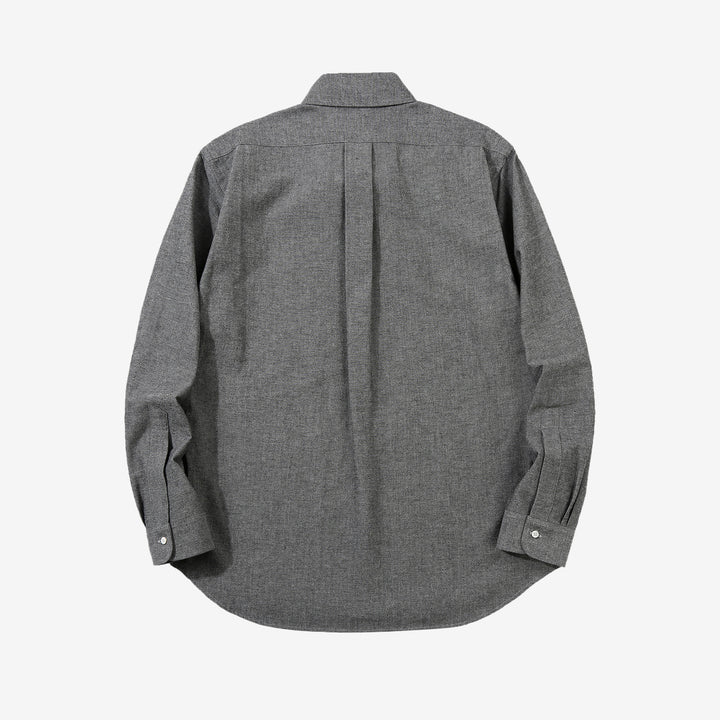 Wasew WSW-016 Schonherr loom button down oxford shirt made in Japan long sleeve cotton shirt grey back view