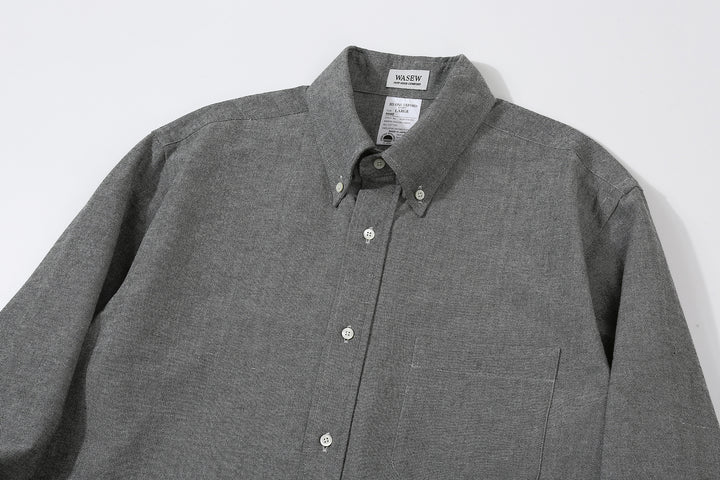 Wasew WSW-016 Schonherr loom button down oxford shirt made in Japan long sleeve cotton shirt grey collar