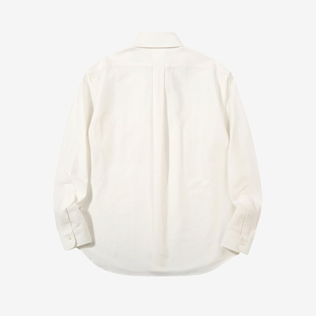 Wasew WSW-016 Schonherr loom button down oxford shirt made in Japan long sleeve cotton shirt white back view