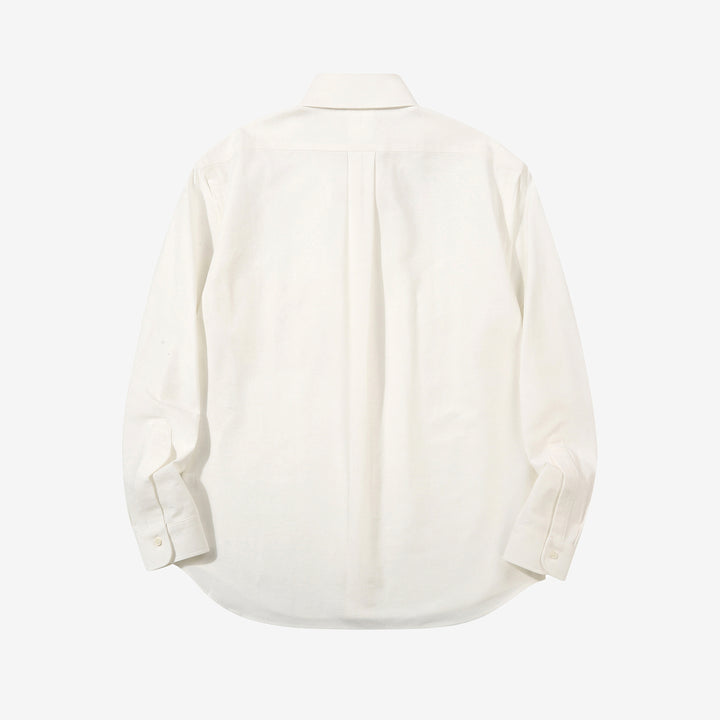 Wasew WSW-016 Schonherr loom button down oxford shirt made in Japan long sleeve cotton shirt white back view