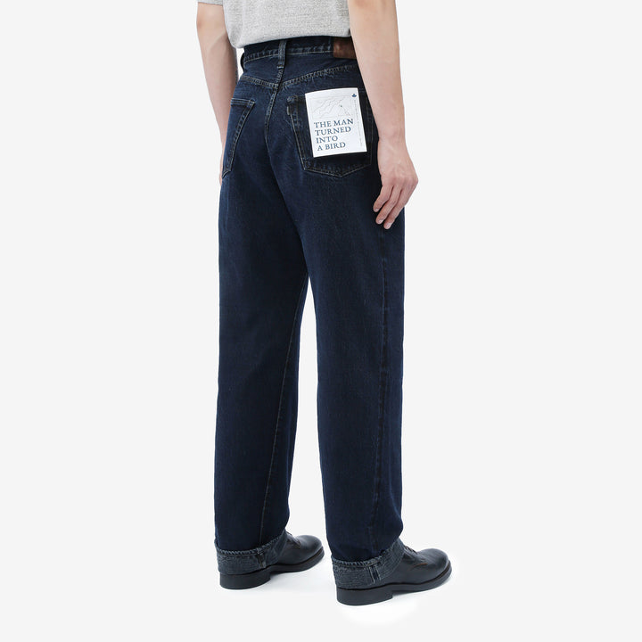 Omoto Denim 0815BCH 13.5oz Selvedge Sumi Overdyed Denim - Wide Straight Fit Made in Japan - Back Side View