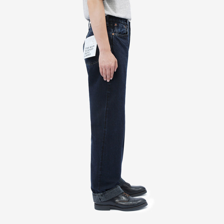 Omoto Denim 0815BCH 13.5oz Selvedge Sumi Overdyed Denim - Wide Straight Fit Made in Japan - Side View