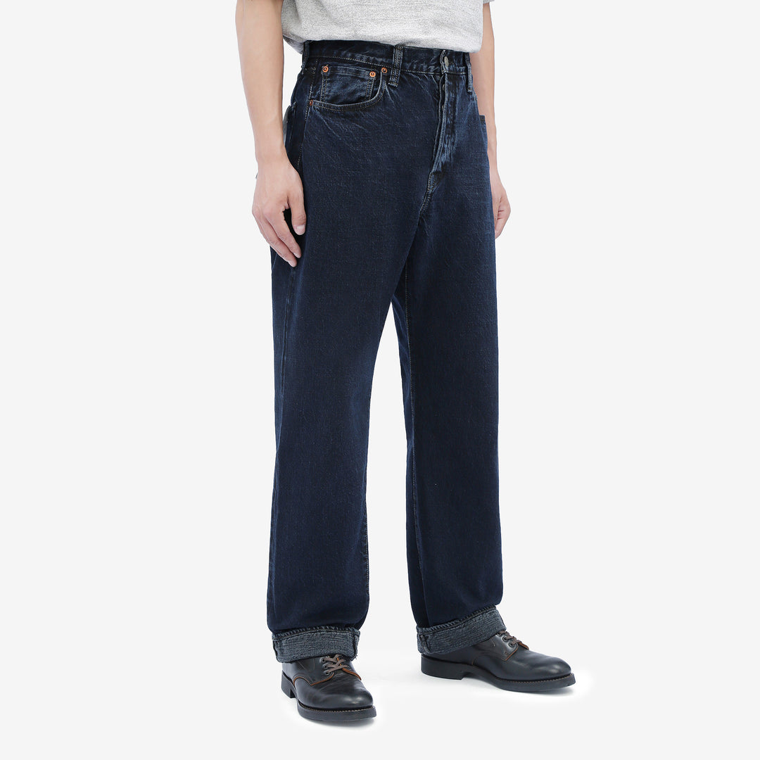 Omoto Denim 0815BCH 13.5oz Selvedge Sumi Overdyed Denim - Wide Straight Fit Made in Japan - Wear Image Front Side View