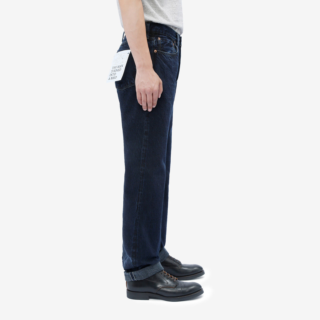 Omoto Denim 0615BCH 13.5oz Selvedge Sumi Overdyed Denim - Relaxed Tapered Fit Made in Japan - Wear Image Side View