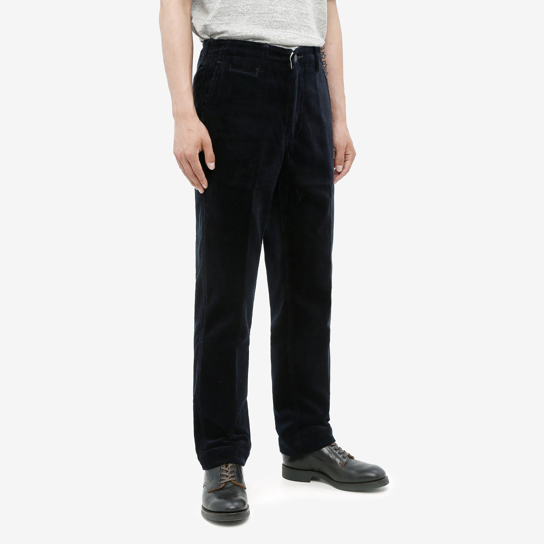 Boncoura 41 navy corduroy trousers relaxed tapered fit three-quarter view