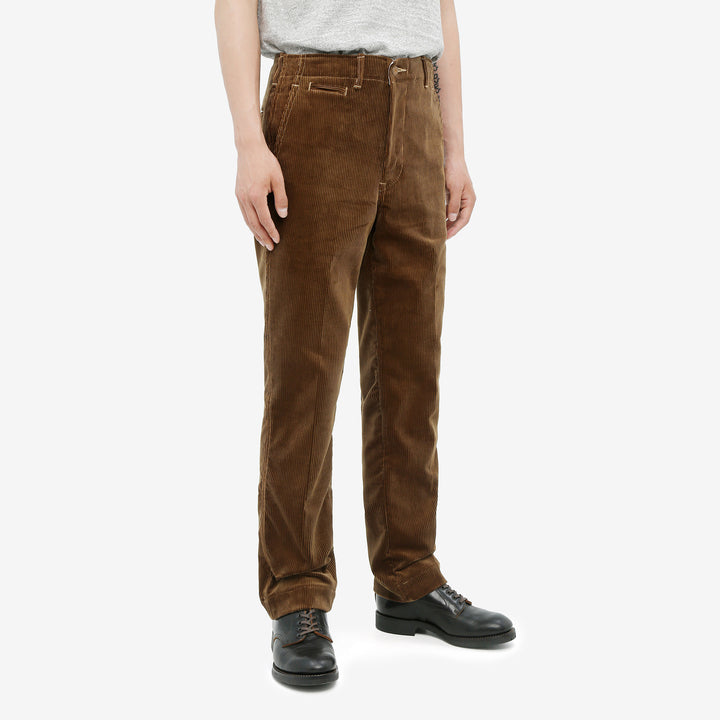 Boncoura 41 brown corduroy trousers relaxed tapered fit three-quarter view