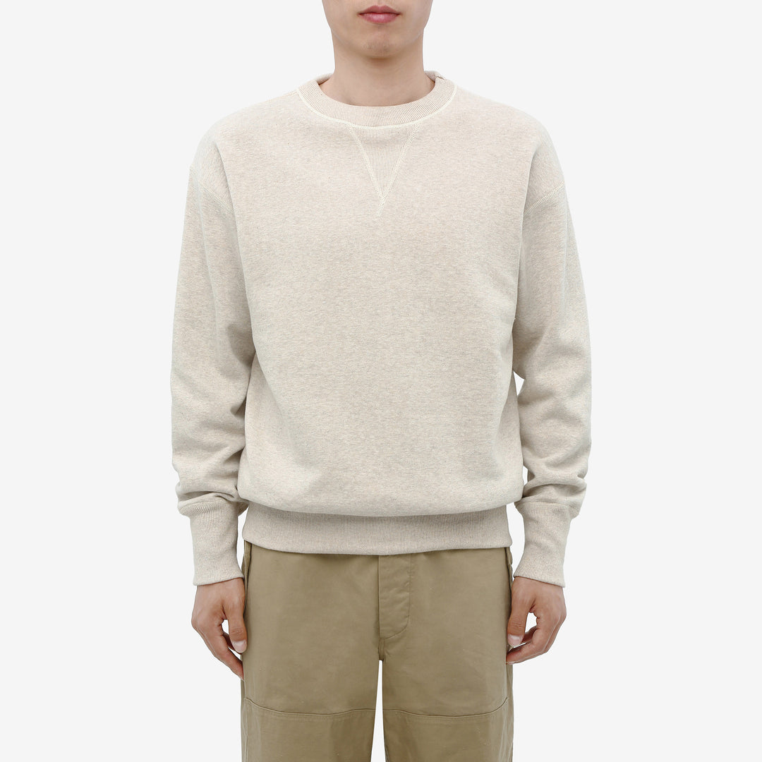 Warehouse Lot 401 plain loopwheel crewneck sweatshirt made in Japan vintage style oatmeal wear image front