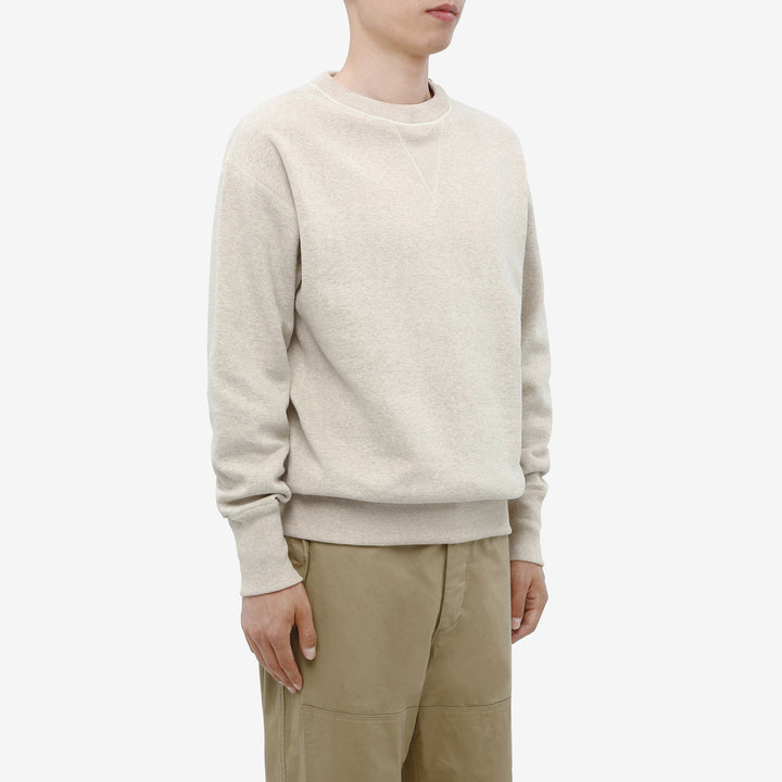 Warehouse Lot 401 plain loopwheel crewneck sweatshirt made in Japan vintage style oatmeal wear image front side