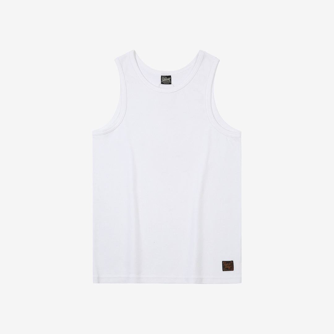 Deluxeware TNKP-00 Heavyweight Ribbed Knit Tank Top White Front View