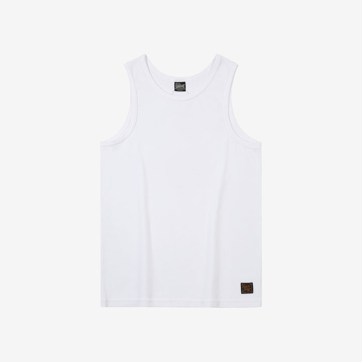 Deluxeware TNKP-00 Heavyweight Ribbed Knit Tank Top White Front View