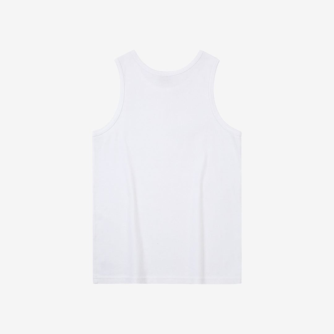 Deluxeware TNKP-00 Heavyweight Ribbed Knit Tank Top White Back View