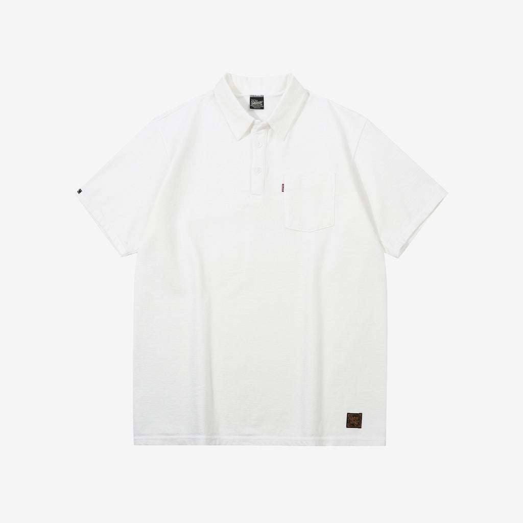 Deluxeware OCTS-00 12.5oz Loopwheeled Polo Shirt Made in Japan White Front View