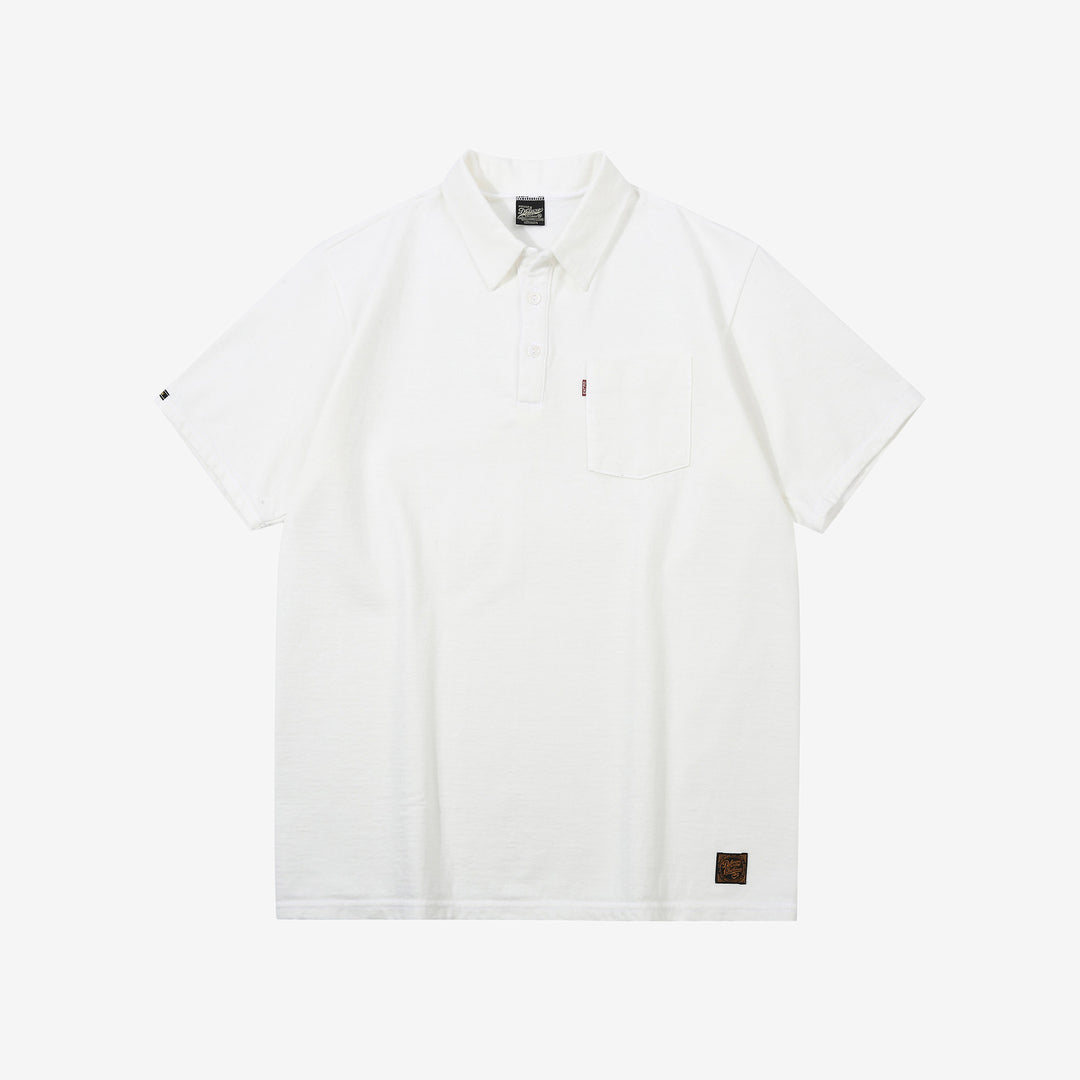 Deluxeware OCTS-00 12.5oz Loopwheeled Polo Shirt Made in Japan White Front View