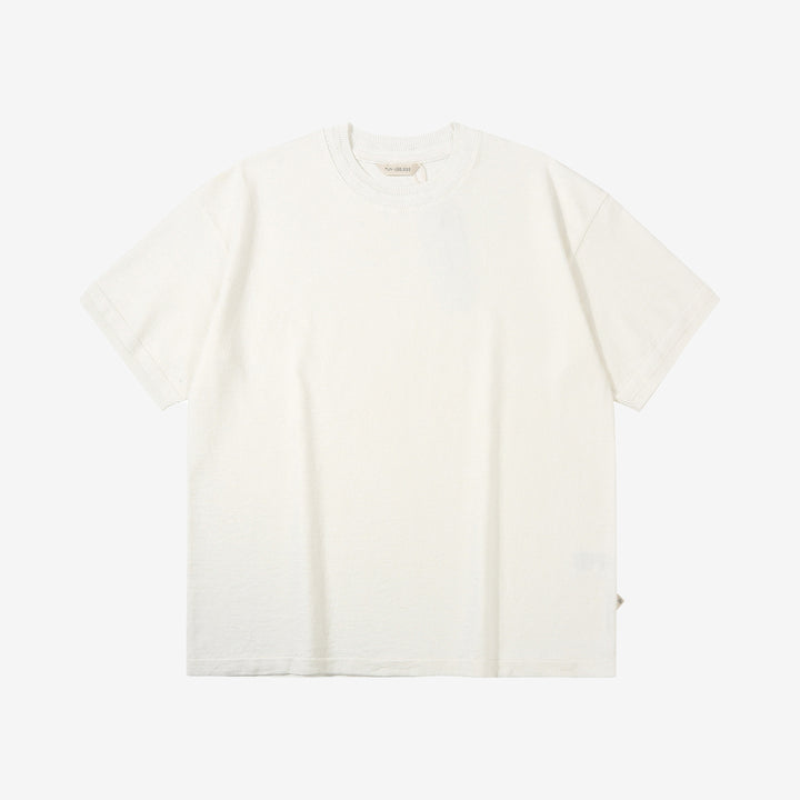 Un-Useless 170204 linen KNITEE short sleeve crew neck knit T-shirt made in Japan white front view
