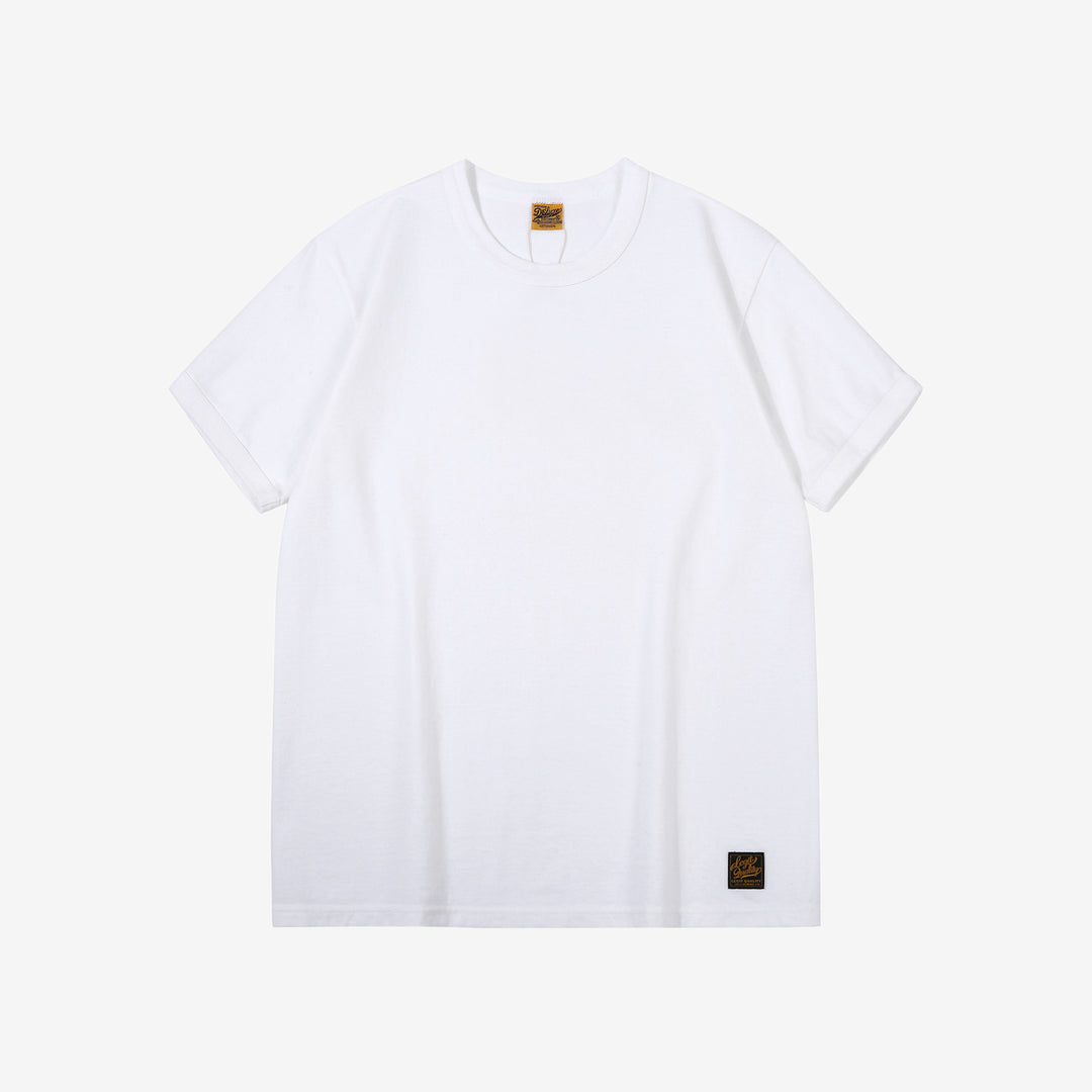 Deluxeware BSP-MNT01 10.5oz loopwheeled T-shirt with 5-needle binder neck, Mention Exclusive, made in Japan white front view