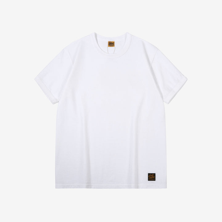 Deluxeware BSP-MNT01 10.5oz loopwheeled T-shirt with 5-needle binder neck, Mention Exclusive, made in Japan white front view