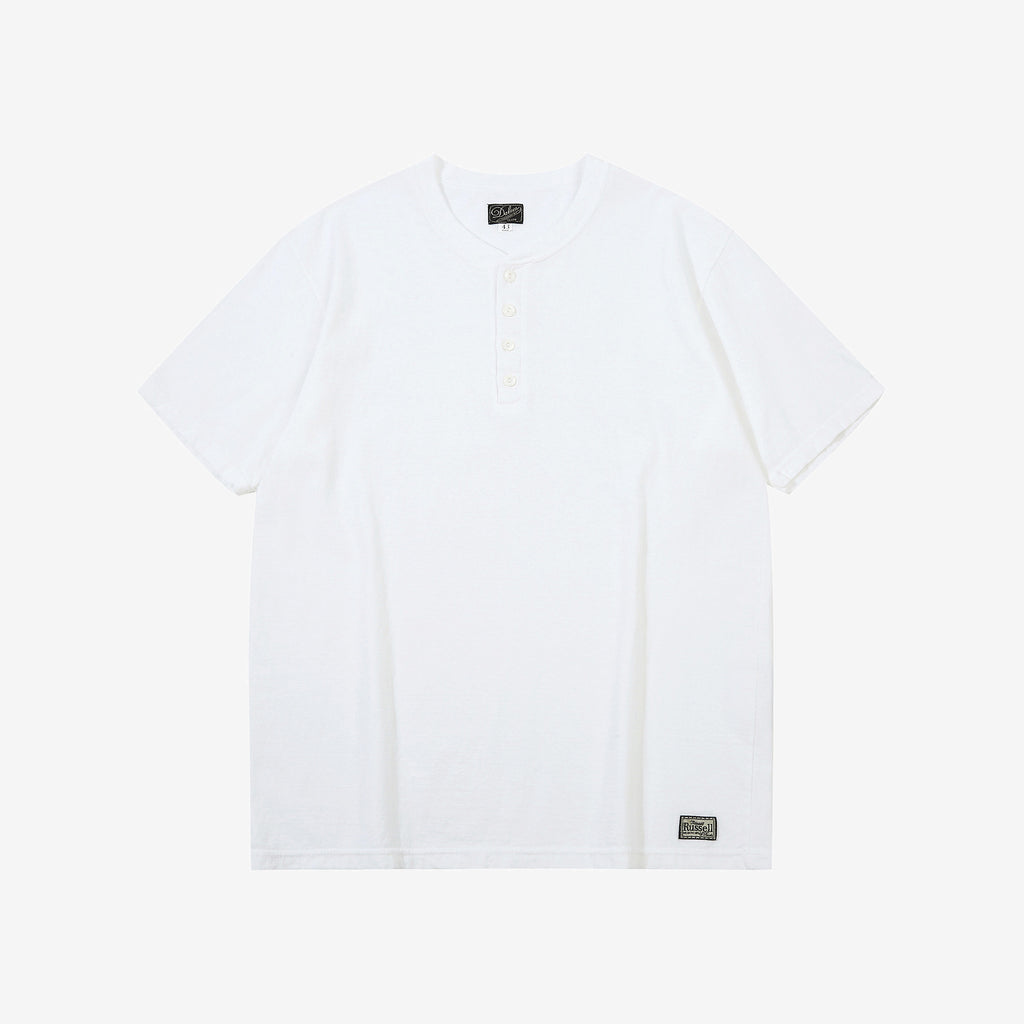 Dalee’s & Co. Spinner 1920s 4-button henley loopwheel T-shirt made in Wakayama Japan white