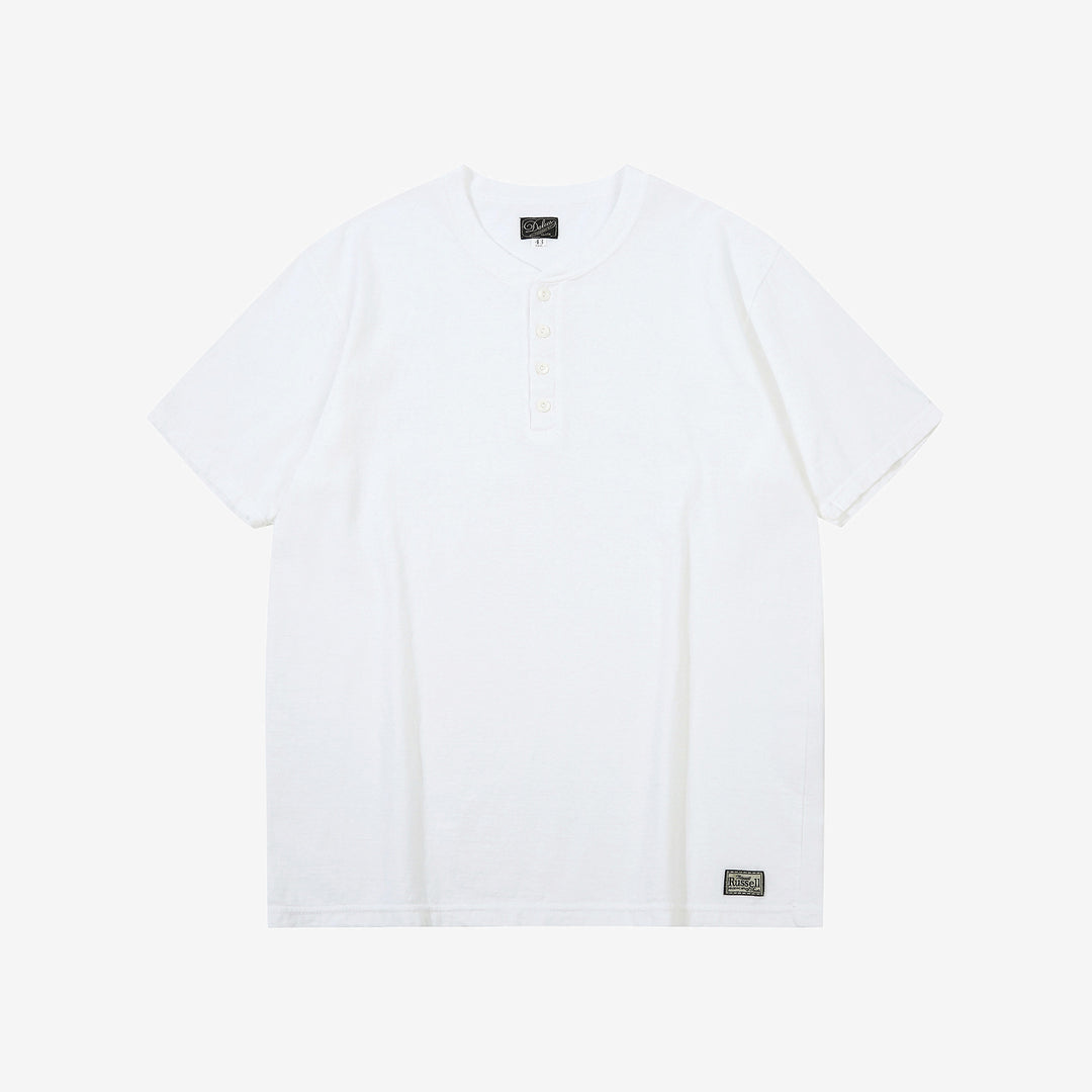 Dalee’s & Co. Spinner 1920s 4-button henley loopwheel T-shirt made in Wakayama Japan white
