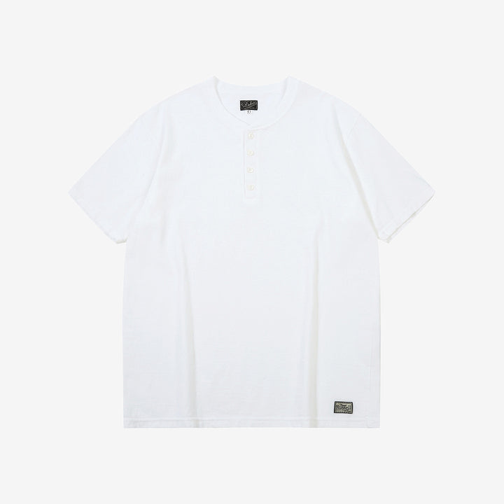 Dalee’s & Co. Spinner 1920s 4-button henley loopwheel T-shirt made in Wakayama Japan white
