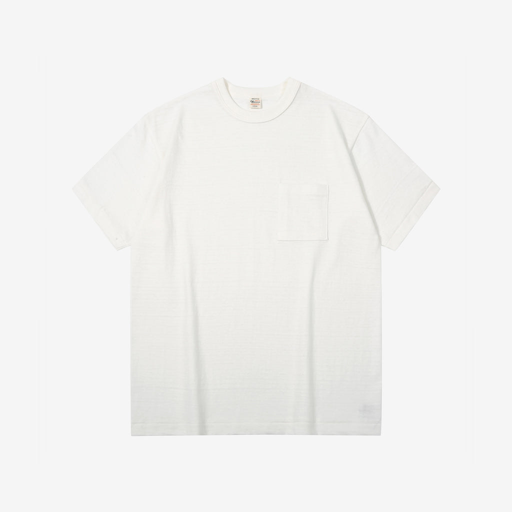 Warehouse Lot 4601 Shadow Border Slub Yarn Pocket T-Shirt Made in Japan Front View Off White