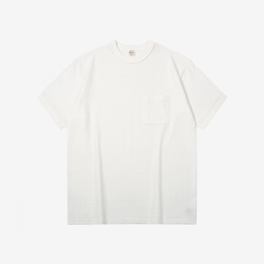 Warehouse Lot 4601 Shadow Border Slub Yarn Pocket T-Shirt Made in Japan Front View Off White