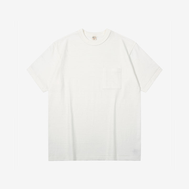 Warehouse Lot 4601 Shadow Border Slub Yarn Pocket T-Shirt Made in Japan Front View Off White