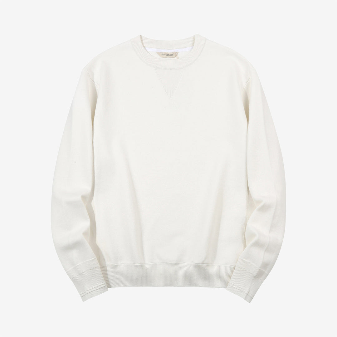 Un-Useless 170401 inlay knit crew neck sweatshirt made in Japan cotton knit white