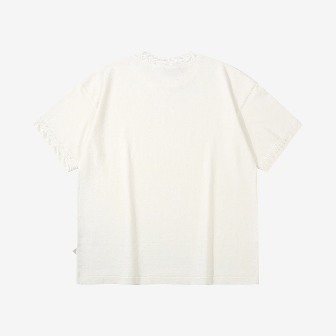 Un-Useless 170204 linen KNITEE short sleeve crew neck knit T-shirt made in Japan white back view