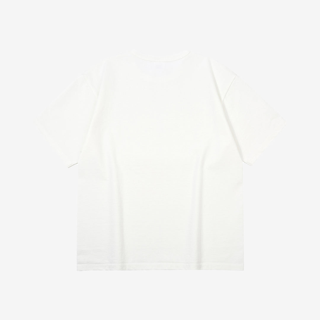 The Flat Head FN-HTK-001 20oz heavyweight loopwheel T-shirt white back view