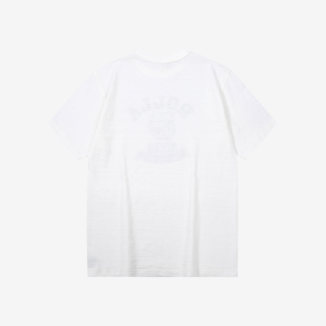 Warehouse Lot 4601 ROLLA shadow border slub yarn crew neck T-shirt knit made in Japan white back view