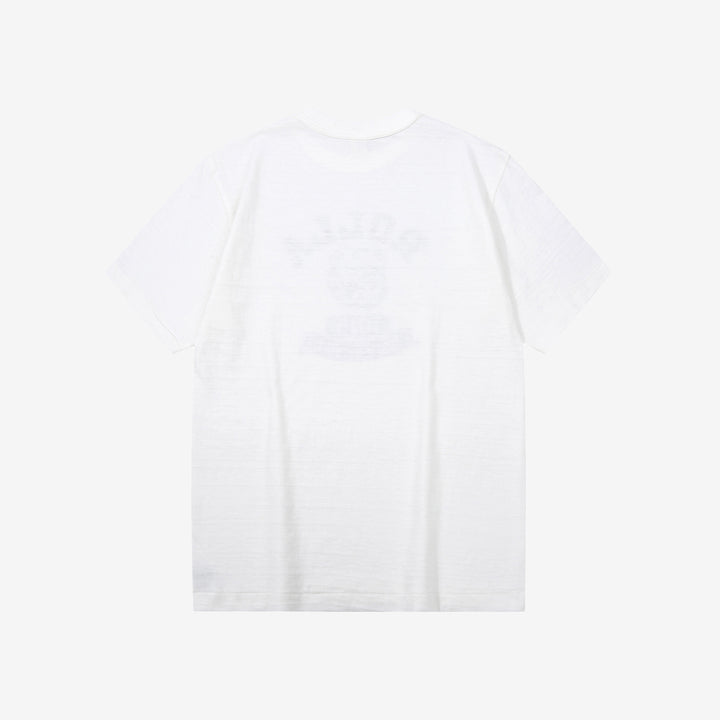 Warehouse Lot 4601 ROLLA shadow border slub yarn crew neck T-shirt knit made in Japan white back view