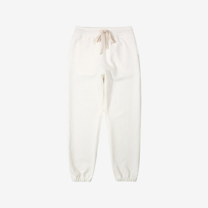 Un-Useless 170414 SWKNIT inlay knit sweatpants made in Japan tapered silhouette white full view 