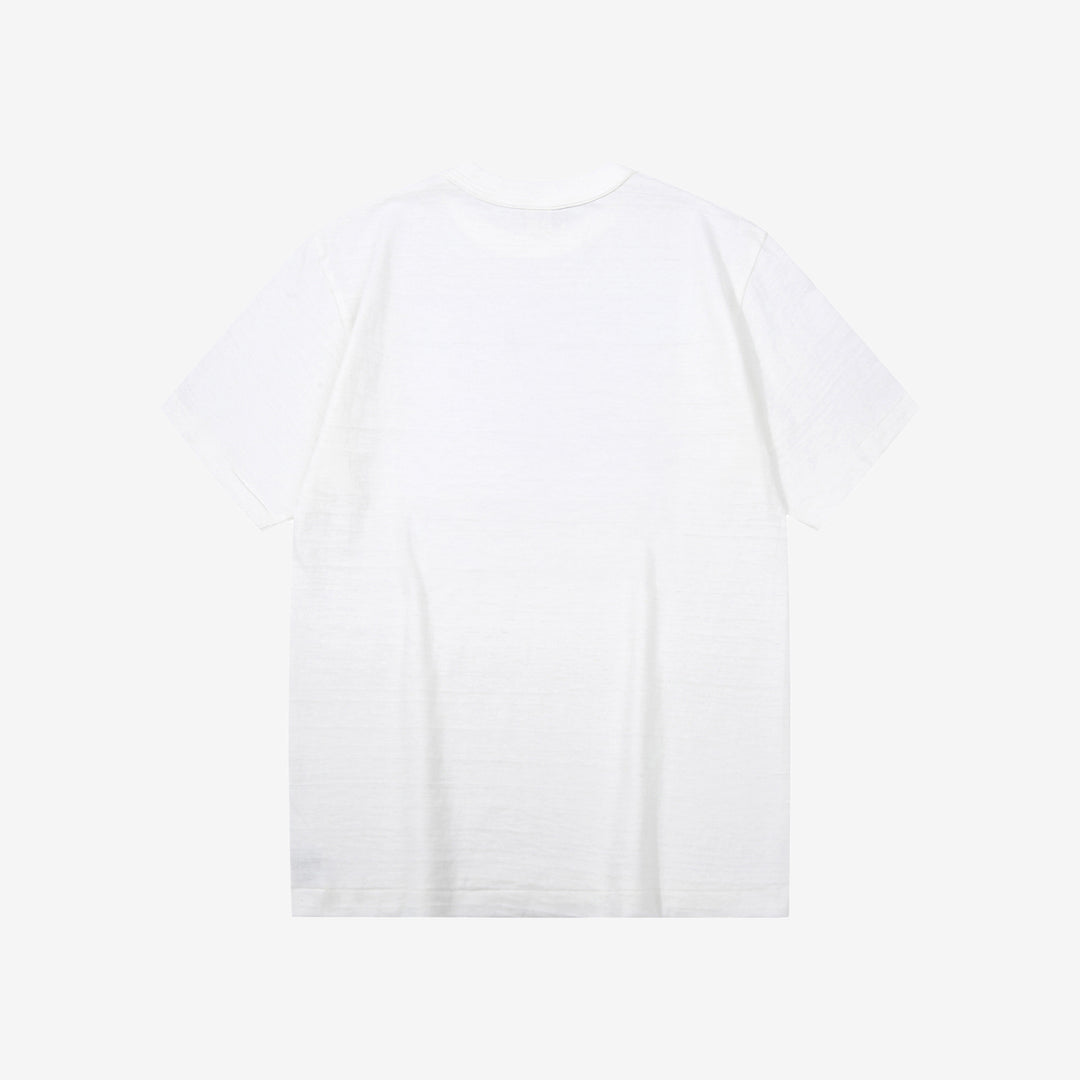 Warehouse Lot 4601 shadow border slub yarn crew neck T-shirt made in Japan white back view
